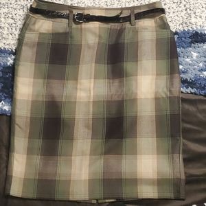 Green and Brown Plaid Skirt